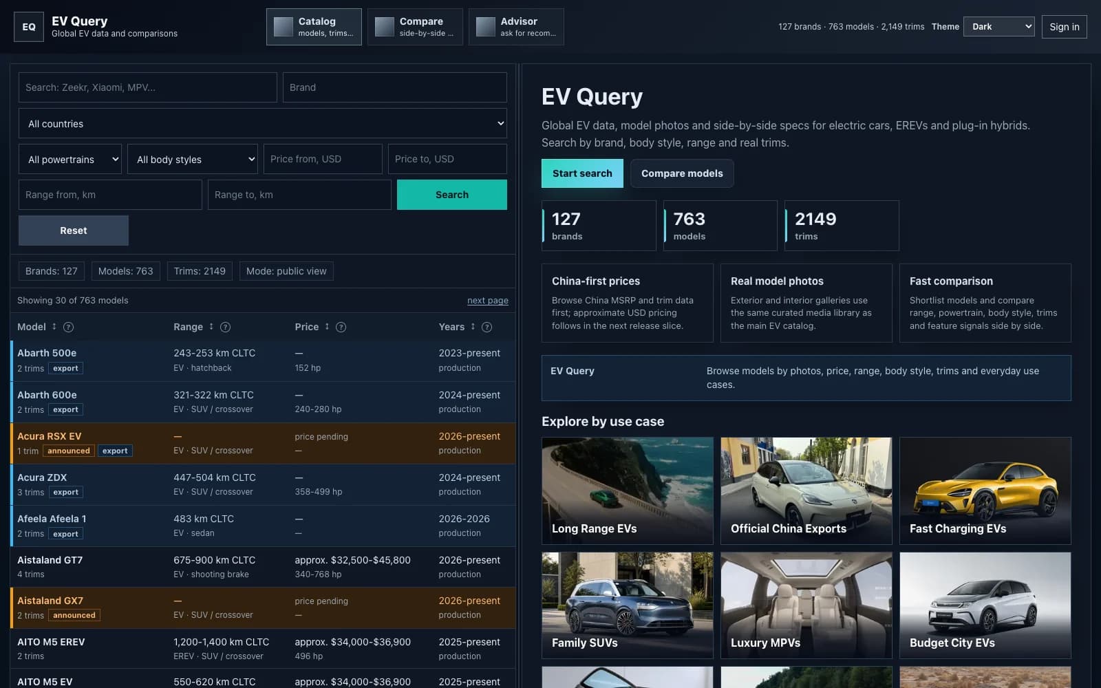 EVQuery.com: China EV Specs and Comparisons: media 1